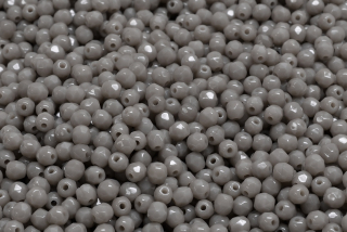 Broušené korálky, šedé, 3 mm, 60 ks