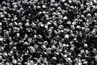 Broušené korálky, černobílé, 3 mm, 60 ks