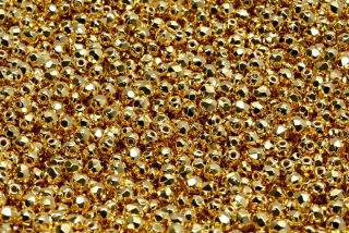 Broušené korálky, zlaté, pozlacené 24kt, 3 mm, 40 ks