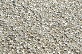 Broušené korálky, stříbrné, postříbřené, 3 mm, 40 ks