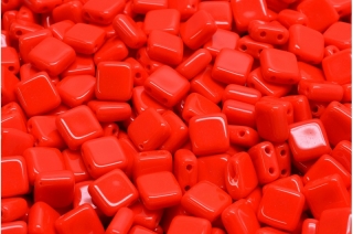 Dvoudírkové čtverečky, červené, 6 x 6 mm, 30 ks