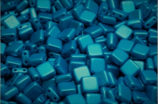 Dvoudírkové čtverečky, modré, vosk, 6 x 6 mm, 30 ks