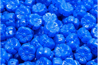 Květ mačkaný, 10 x 10 mm, modrý nástřik, 6 ks