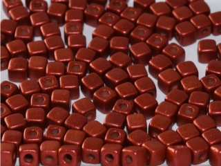 CUBIX - kostičky, 6 x 6 mm, červená, vosk, 40 ks