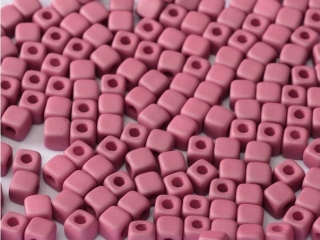CUBIX - kostičky, 6 x 6 mm fialovo - růžová, mat, 40 ks