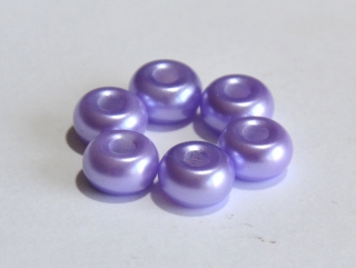 Rondelka - DONUT, 9 x 5,5 mm, fialová, vosk, 6 ks