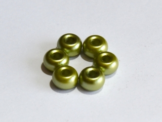 Rondelka - DONUT, 9 x 5,5 mm, zelená, vosk, 6 ks