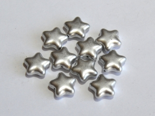 Hvězdičky, 12 mm, stříbrné, vosk, 10 ks