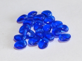 Okvětní lístky - Tulip petal beads, 4 x 6 mm, modrá, průhledná,  20 ks